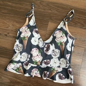 Kortni Jeane Ice Cream Floral Swim Top